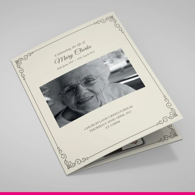 Cream Order of Service, 4 pages