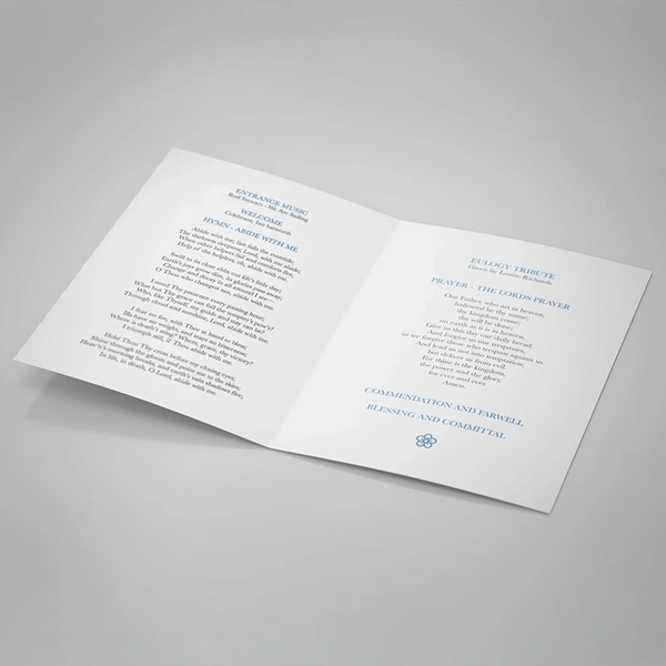 Blue Floral Order of Service - Inside Page Design