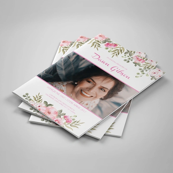Pink Floral Order of Service, 20 pages