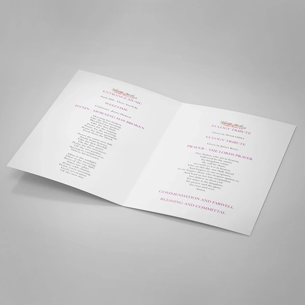 Floral Frame Order of Service - Inside Page Design
