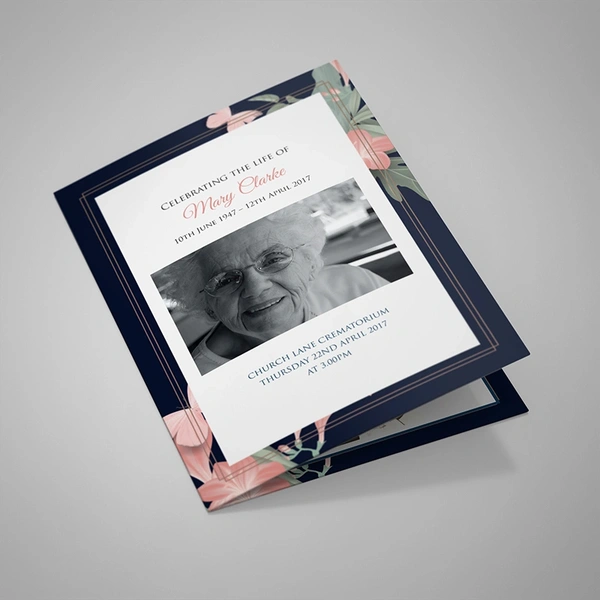 Floral Border Order of Service 4 pages