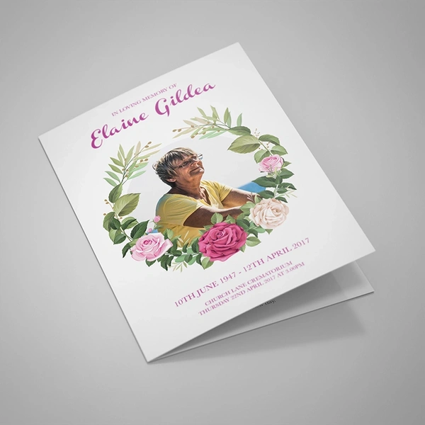 Floral Frame Order of Service, 4 pages