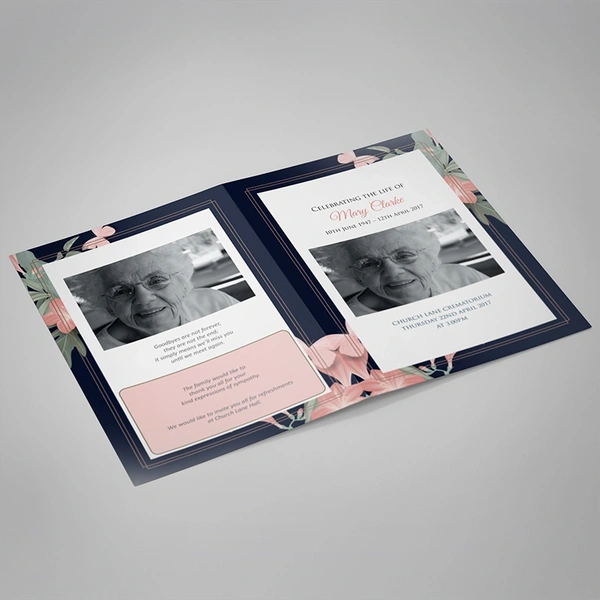 Floral Border Order of Service - Outside Page Design
