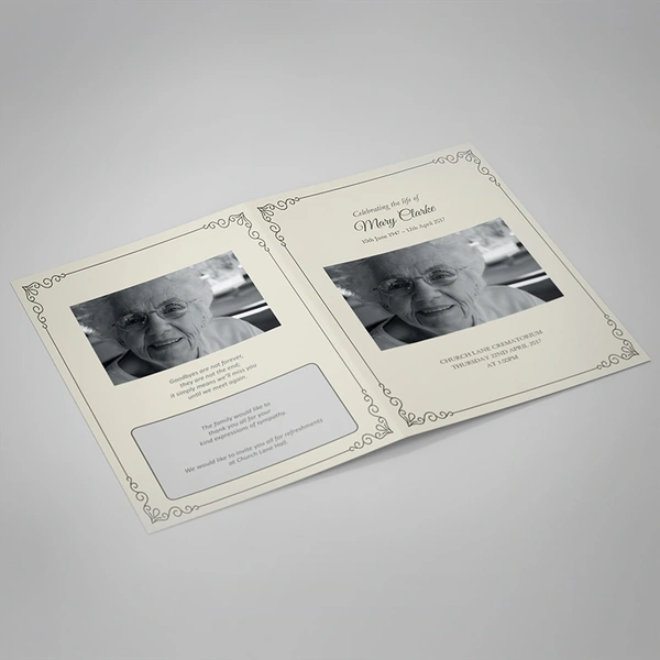 Cream Order Of Service - Outside Page Design