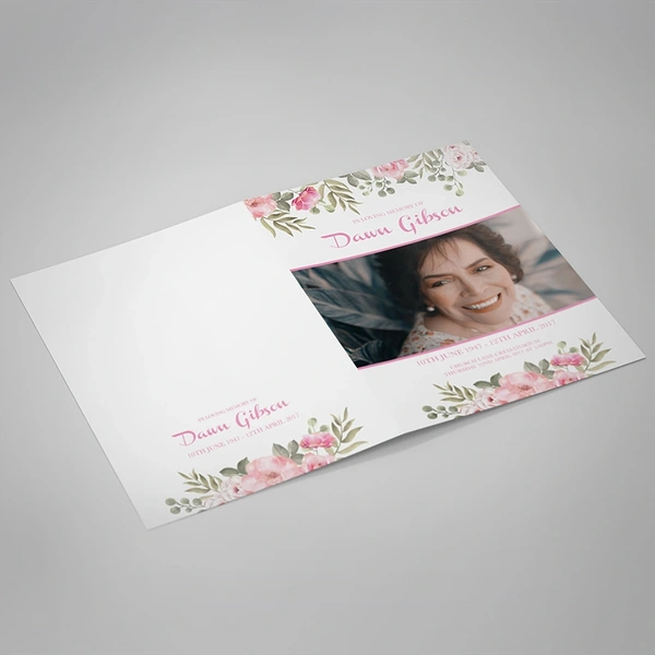 Pink Floral Order of Service - Outside Page Design