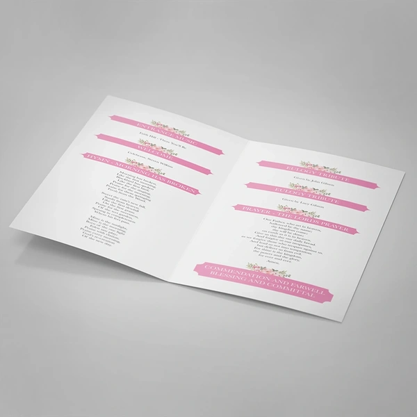 Pink Floral Order of Service - Inside Page Design