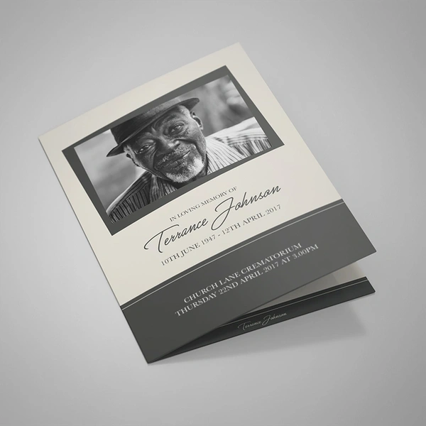 Cream & Grey Order of Service, 4 pages