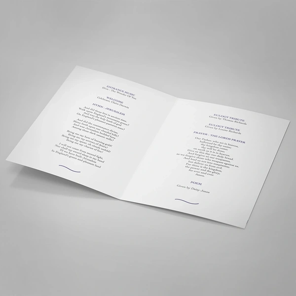 Traditional Order of Service - Inside page design