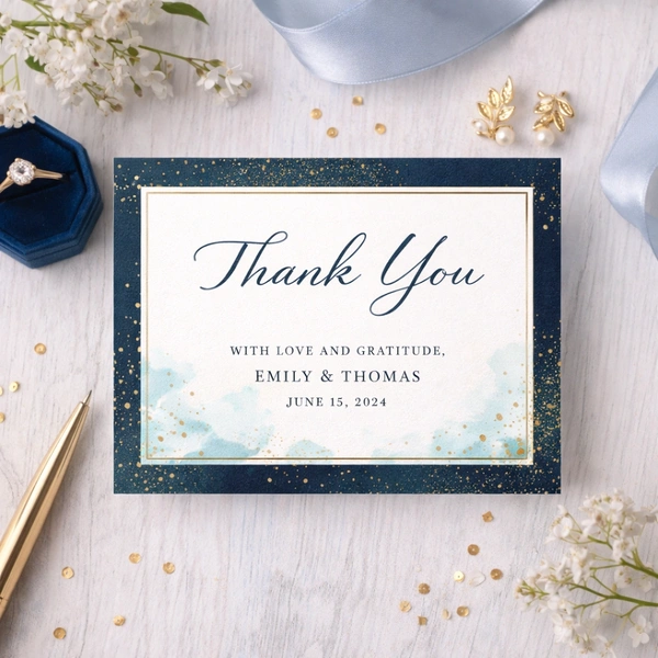  Wedding Thank You Cards  -  Blue