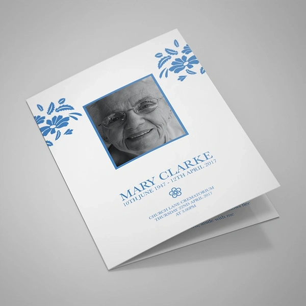 Blue Flowers Order Of Service 4 pages