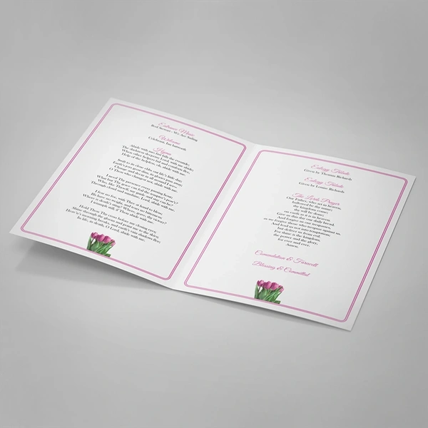 Pink Tulips Order of Service - Inside Page Design