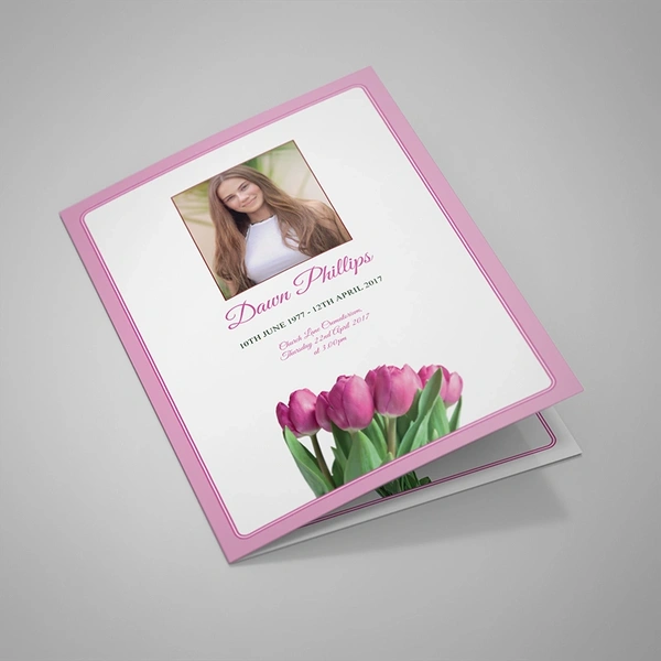 Pink Tulips Order of Service, 4 pages