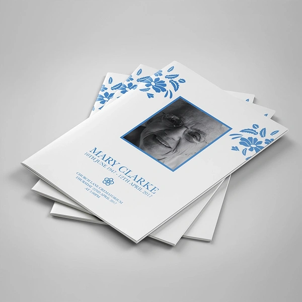 Blue Flowers Order Of Service Booklets, 20 pages